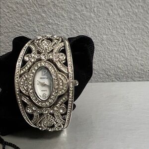 Geneva Silver Ornate Quartz Watch